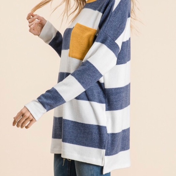 Long sleeve blue striped tunic - Picture 2 of 5